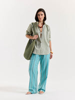 Load image into Gallery viewer, Green Chambray Linen Shirt