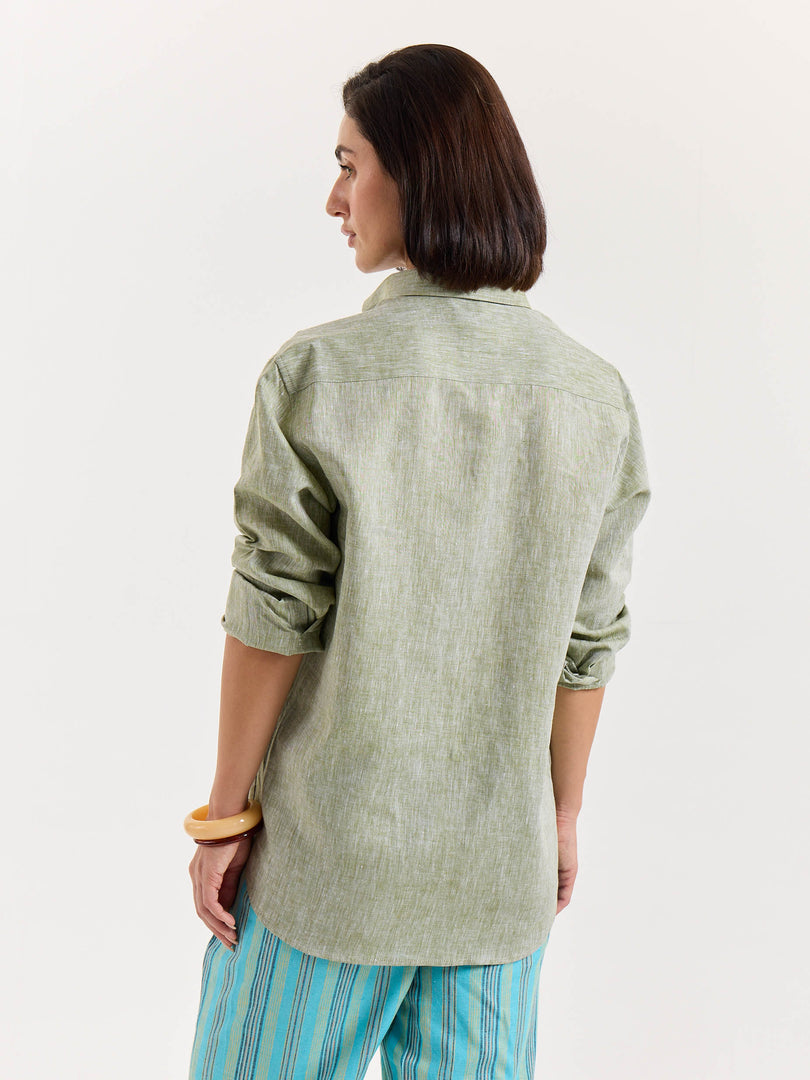 Green Chambray Linen Shirt