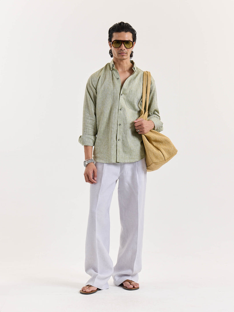 Green Chambray Linen Shirt