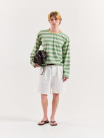 Load image into Gallery viewer, Green Multi-Striped Loose Fit Cropped T-Shirt