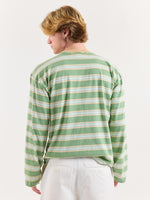 Load image into Gallery viewer, Green Multi-Striped Loose Fit Cropped T-Shirt
