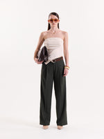 Load image into Gallery viewer, Green Pinstriped Baggy Fit Trousers