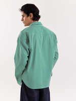 Load image into Gallery viewer, Green &amp; White Bengal Striped Cropped Shirt