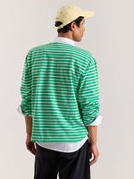 Load image into Gallery viewer, Green &amp; White Striped Loose Fit Cropped T-Shirt