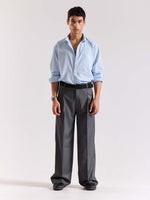 Load image into Gallery viewer, Grey Pinstriped Baggy Fit Trousers