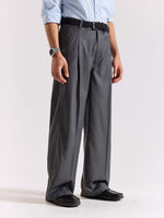 Load image into Gallery viewer, Grey Pinstriped Baggy Fit Trousers