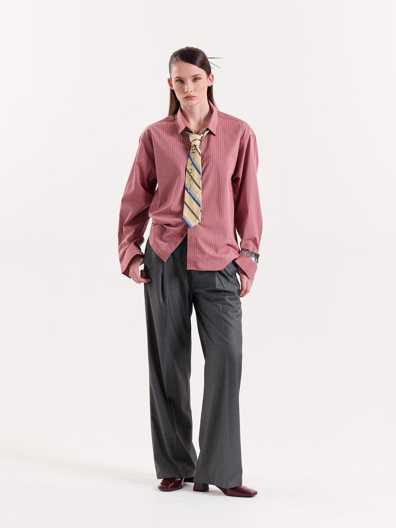 Grey Pinstriped Baggy Fit Trousers