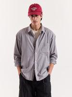 Load image into Gallery viewer, Grey Pinstriped Cropped Shirt