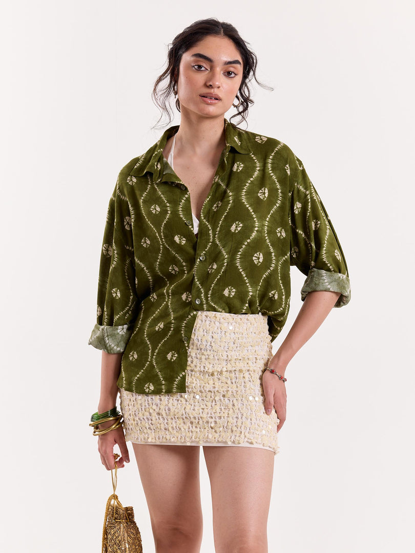 Hari Bandhani - Cropped Shirt