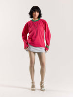 Load image into Gallery viewer, Hot Pink Stripe Loose Fit Cropped T-Shirt