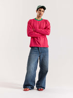 Load image into Gallery viewer, Hot Pink Stripe Loose Fit Cropped T-Shirt