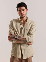 Load image into Gallery viewer, Beige Irish Linen Shirt
