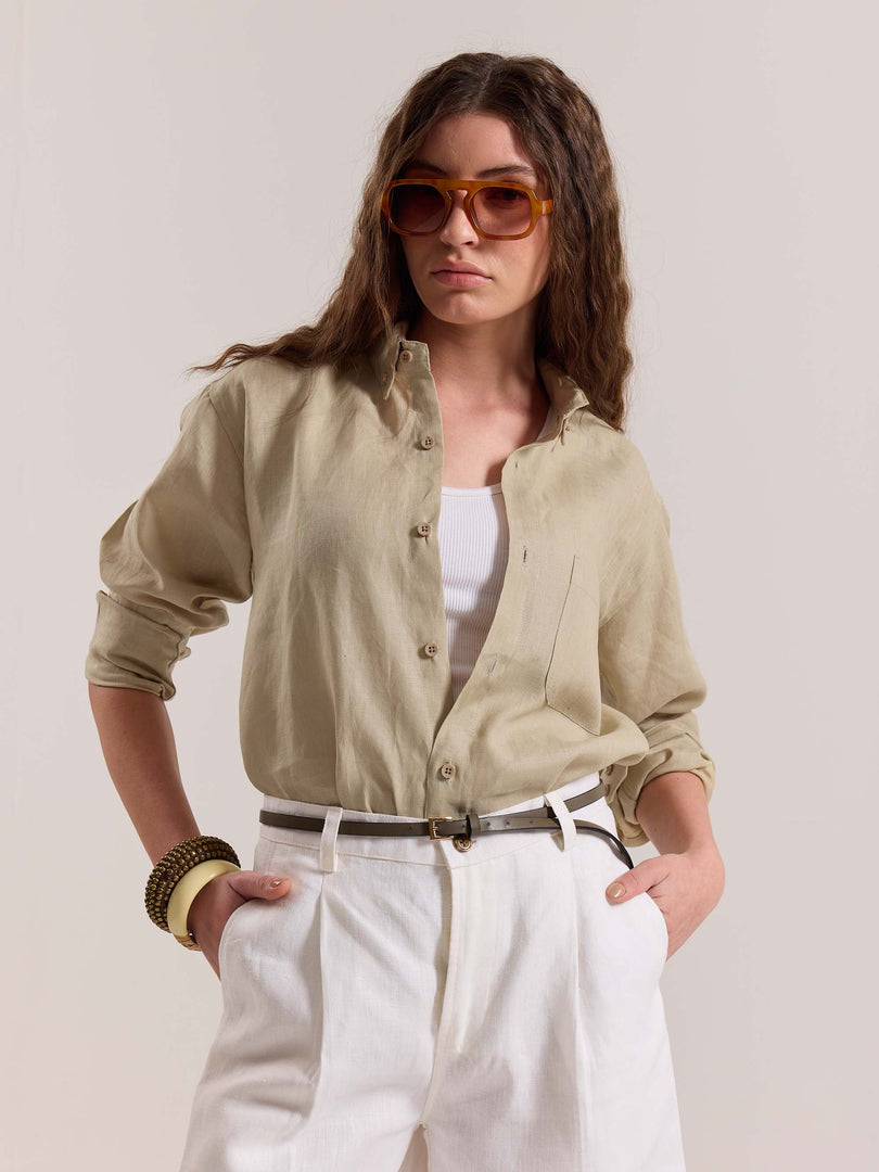 Beige Irish Linen Shirt