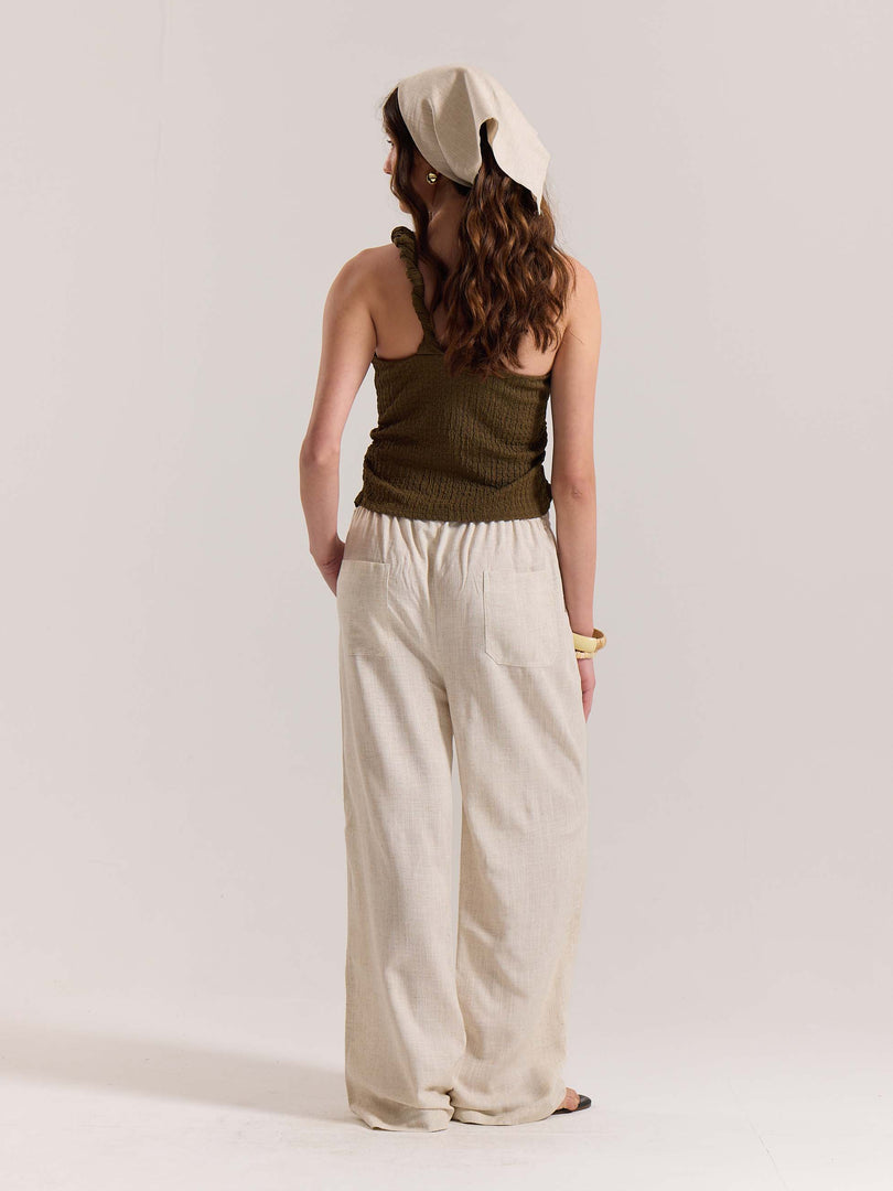 Natural Linen Pull-on Pants ( Pre-Order )