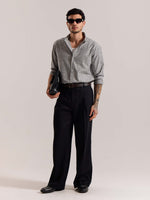 Load image into Gallery viewer, Grey Striped Linen-blend Shirt