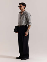 Load image into Gallery viewer, Grey Striped Linen-blend Shirt