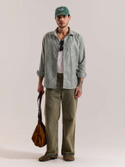 Green Striped Linen-blend Shirt