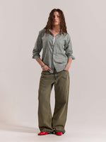 Load image into Gallery viewer, Green Striped Linen-blend Shirt ( Pre-Order )
