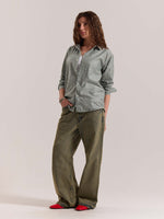 Load image into Gallery viewer, Green Striped Linen-blend Shirt ( Pre-Order )
