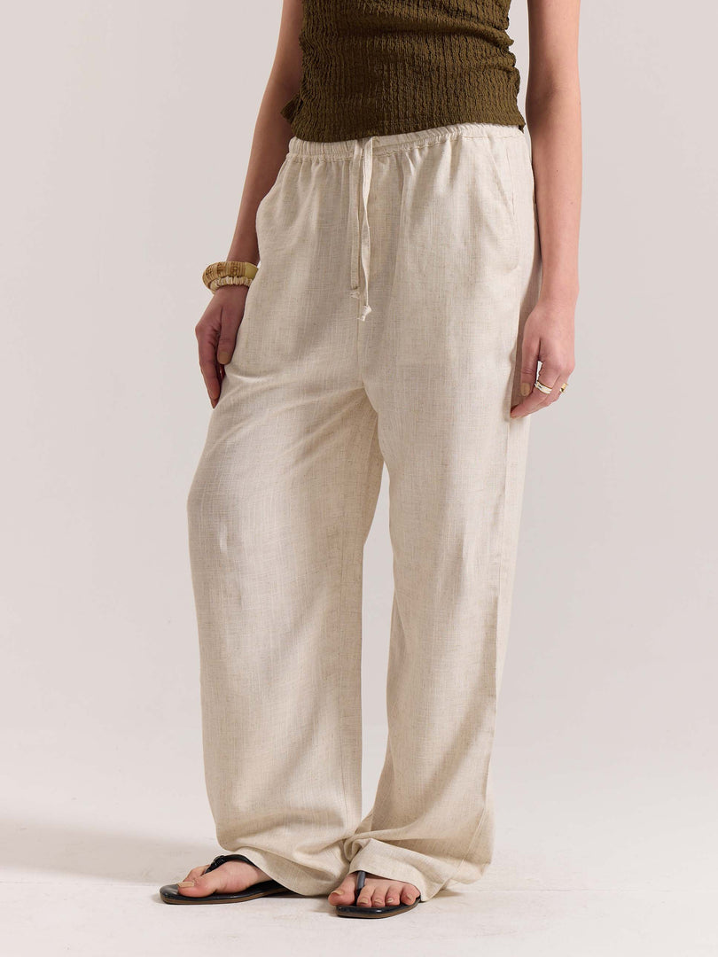 Natural Linen Pull-on Pants ( Pre-Order )