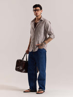 Load image into Gallery viewer, Brown Striped Linen-blend Shirt