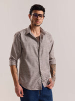 Load image into Gallery viewer, Brown Striped Linen-blend Shirt
