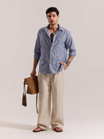 Load image into Gallery viewer, Blue Striped Linen-blend Shirt