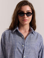 Load image into Gallery viewer, Blue Striped Linen-blend Shirt