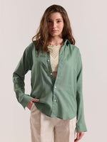 Load image into Gallery viewer, Sage Green Linen-blend Shirt