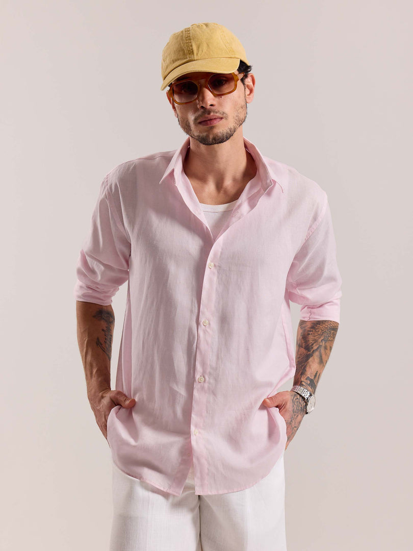 Light Pink Linen-blend Shirt (Pre-Order)
