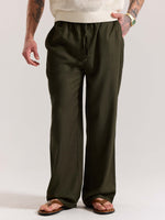 Load image into Gallery viewer, Olive Green Linen Pull-on Pants