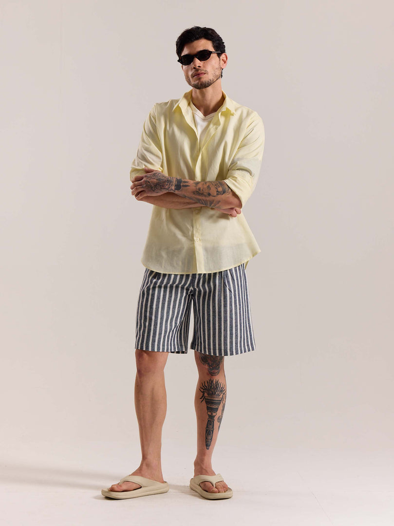 Light Yellow Linen-blend Shirt