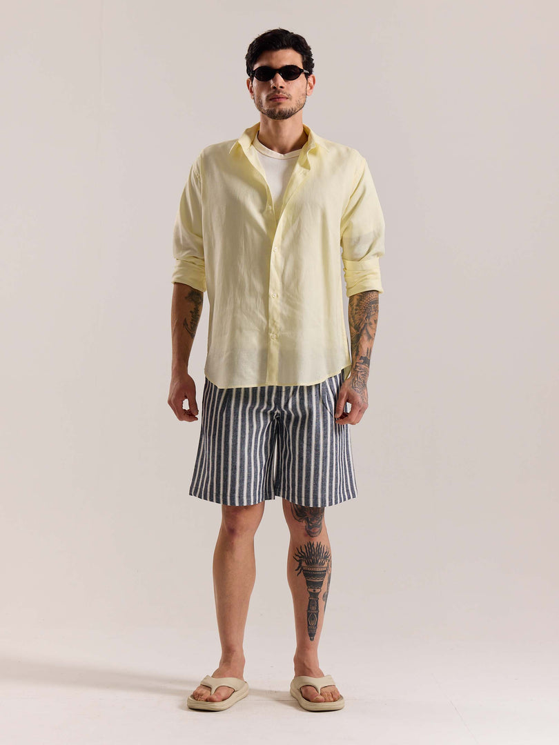 Light Yellow Linen-blend Shirt