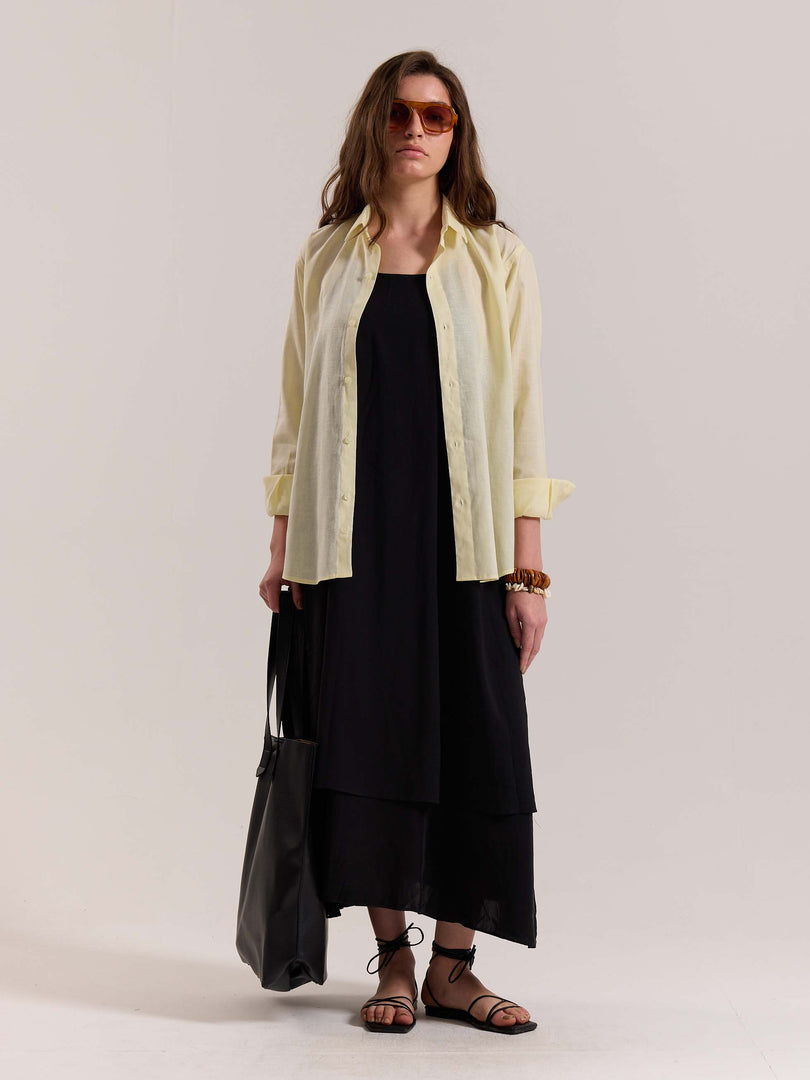 Light Yellow Linen-blend Shirt