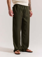 Load image into Gallery viewer, Olive Green Linen Pull-on Pants