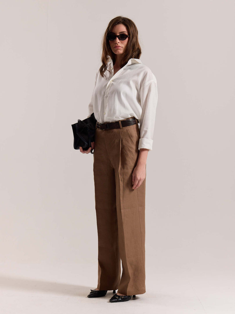 Off White Linen-blend Shirt (Pre-Order)