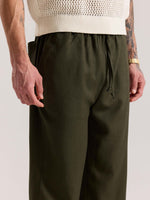Load image into Gallery viewer, Olive Green Linen Pull-on Pants