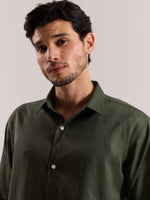 Load image into Gallery viewer, Dark Green Linen-blend Shirt