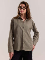 Load image into Gallery viewer, Khaki Green Linen-blend Shirt