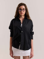 Load image into Gallery viewer, Black Linen-blend Shirt