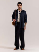 Load image into Gallery viewer, Navy Blue Linen-blend Shirt (Pre-Order)