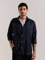 Load image into Gallery viewer, Navy Blue Linen-blend Shirt (Pre-Order)