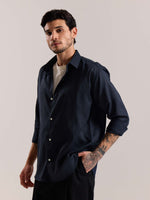Load image into Gallery viewer, Navy Blue Linen-blend Shirt (Pre-Order)