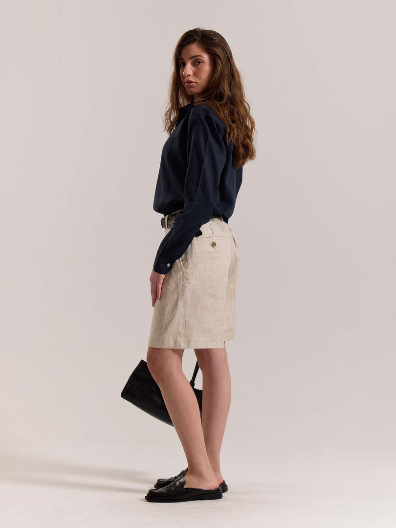 Navy Blue Linen-blend Shirt (Pre-Order)