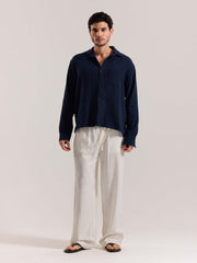 Cream Linen Pull-on Pants
