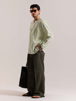 Load image into Gallery viewer, Green Textured Linen Pullover