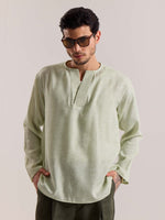 Load image into Gallery viewer, Green Textured Linen Pullover