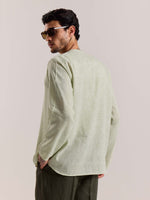 Load image into Gallery viewer, Green Textured Linen Pullover