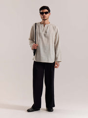 Natural Textured Linen Pullover