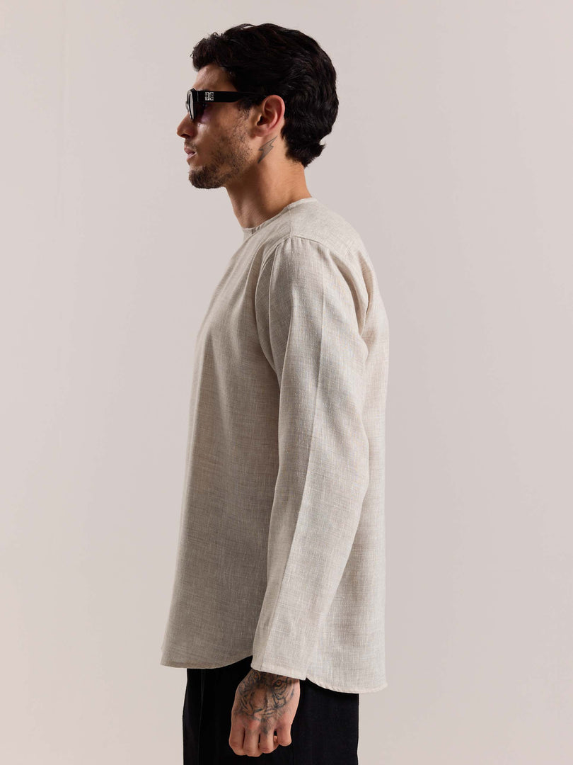 Natural Textured Linen Pullover
